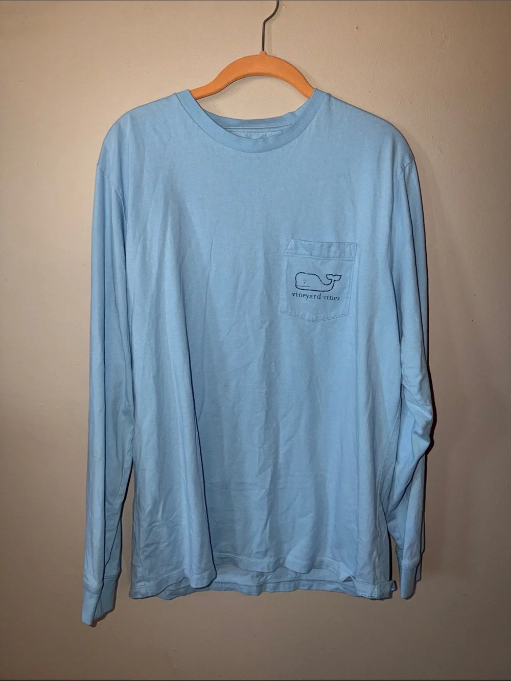 Vineyard Vines Light Blue Long Sleeve Pocket Tee large